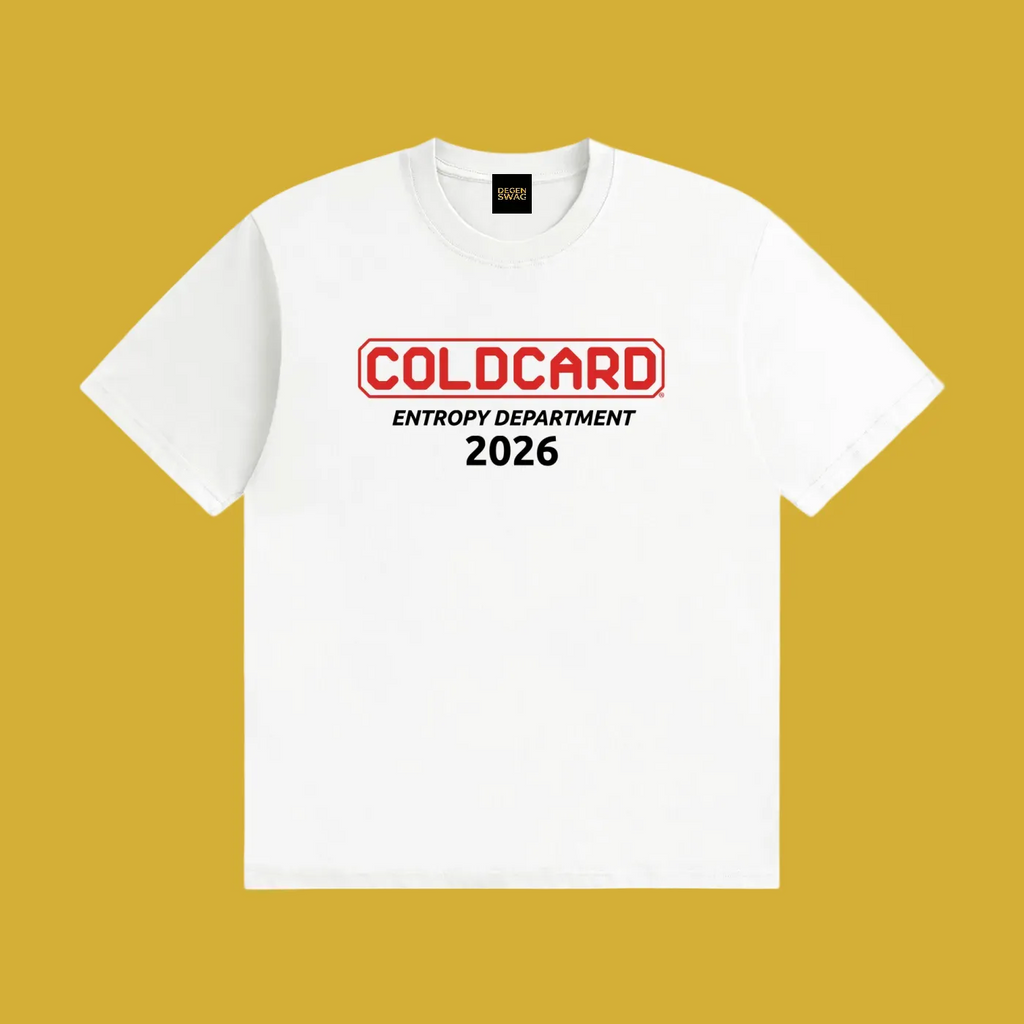 Coldcard Entropy Dept Unisex Cotton T-Shirt White - Degen Swag
