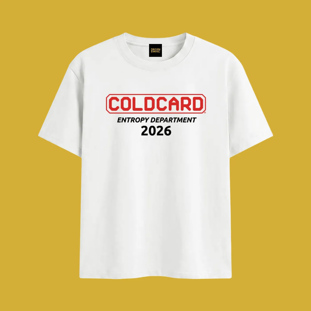 Coldcard Entropy Dept Unisex Cotton T-Shirt White - Degen Swag